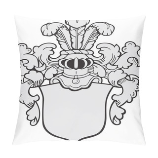 Personality  Vector Illustration Of Medieval Coat Of Arms, Executed In Woodcut Style, Isolated On White Background. No Blends, Gradients And Strokes. Pillow Covers