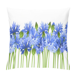 Personality  Horizontal Seamless Background With Blue Cornflowers. Vector Illustration. Pillow Covers