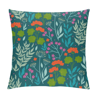 Personality  Seamless Pattern With Flowers And Leaves. Vector Image. Pillow Covers