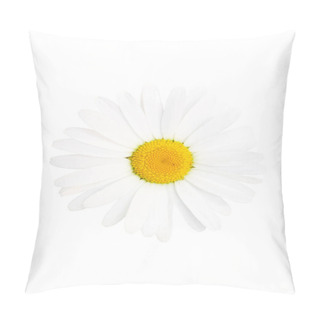 Personality  White Beautiful Chamomile On A White Background. Nature In Detail, Close-up, Top View. Is Isolated. Pillow Covers