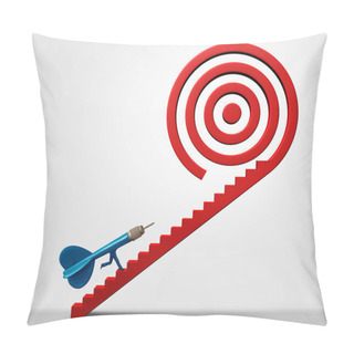 Personality  Strategic Pathway Business Success And Bullseye Concept Of Direction And Career Goals With 3D Illustration Elements. Pillow Covers