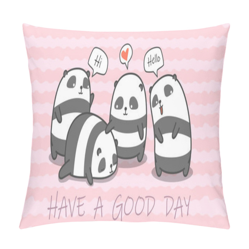 Personality  Panda family in cartoon style. pillow covers