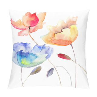 Personality Beautiful Summer Flowers, Watercolor Illustration Pillow Covers