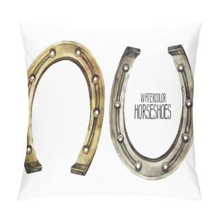 Personality  Watercolor Horseshoes In Golden And Silver Colors Pillow Covers