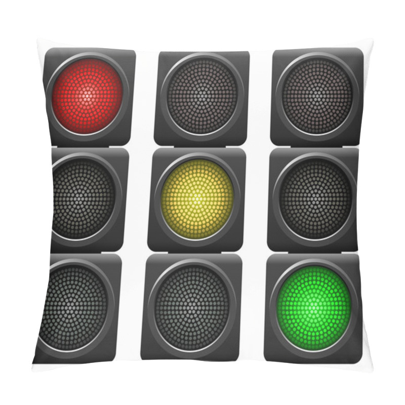 Personality  Traffic Lights Isolated On White Background. Pillow Covers