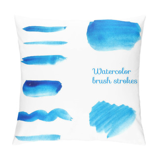 Personality  Set Of Blue Watercolor Brush Strokes Pillow Covers