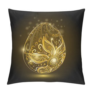 Personality  Golden Easter Egg With Floral Ornament. Pillow Covers