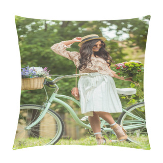 Personality  Beautiful Girl With Bicycle Pillow Covers