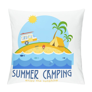 Personality  Camping Landscape With Caravan Pillow Covers