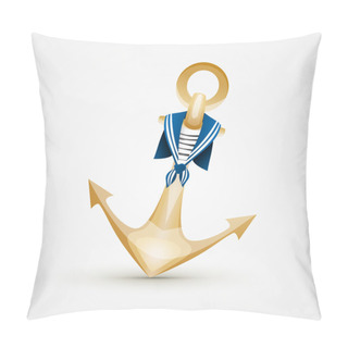 Personality  Gold Anchor. White Bacground. Pillow Covers