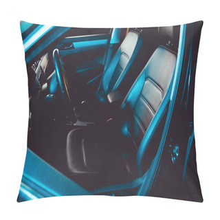 Personality  Car Interior With Steering Wheel And Seats In Luxury Auto Pillow Covers