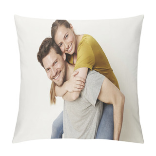 Personality  Laughing Couple Piggybacking Pillow Covers