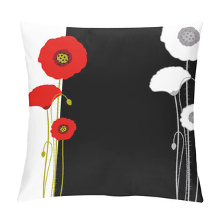 Personality  Abstract Red Poppy On Black And White Background Pillow Covers