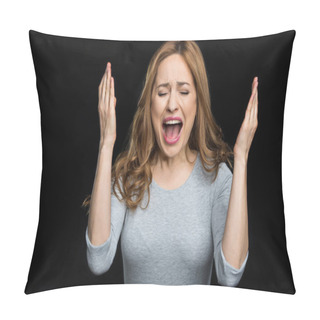 Personality  Young Woman Screaming Pillow Covers