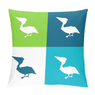 Personality  Anhinga Bird Silhouette Flat Four Color Minimal Icon Set Pillow Covers
