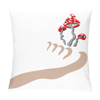 Personality  Toes Fungus Conceptual Eps10 Vector Illustration, With Symbolic Fly Agaric. Pillow Covers