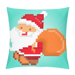 Personality  Pixel Art, Santa Claus Delivering Gifts, Christmas Card Pillow Covers