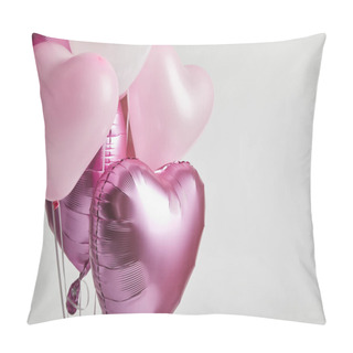 Personality  Heart-shaped Pink Air Balloons Isolated On White With Copy Space Pillow Covers