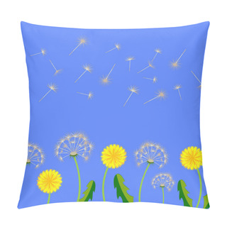 Personality  Flowery Delicate Dandelion On Blue, Blue Background. Floral Seamless Background For Textile, Book Covers, Manufacturing, Print, Fabric Pillow Covers