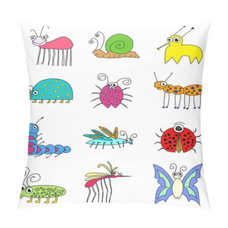 Personality  Funny Colored Insects Bugs Set Pillow Covers