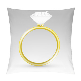 Personality  Vector Gold Ring With Diamond. Pillow Covers