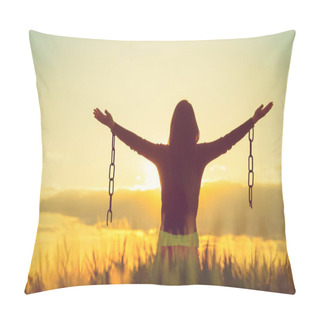 Personality  Woman Feeling Free In A Beautiful Natural Setting. Pillow Covers