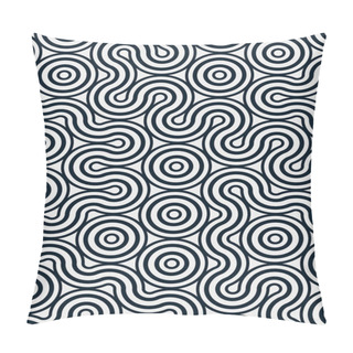 Personality  Colorful Tile With Seamless Random Interweaving Wavy Lines Pattern, Connection Art Background Design Illustration   Pillow Covers