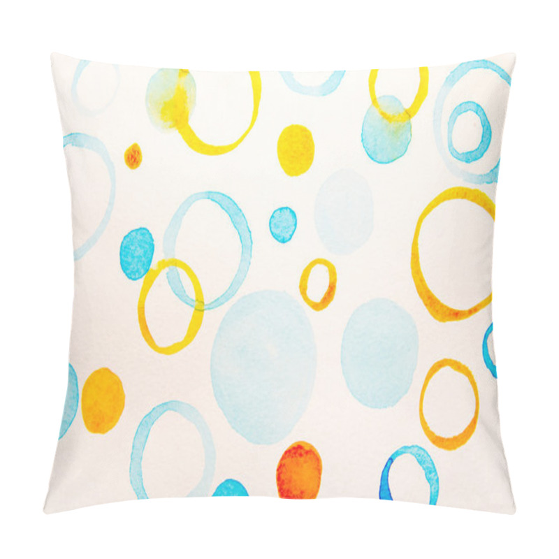 Personality  blue and yellow circles water color pillow covers