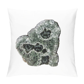 Personality  Natural Crude Seraphinite Stone On White Background   Pillow Covers