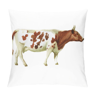 Personality  Watercolor Cow. Domestic Animals Sketch. Illustration Isolated On White Background For Design,print Or Background Pillow Covers