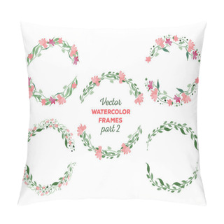 Personality  Vector Watercolor Wreaths And Separate Floral Elements For Custo Pillow Covers