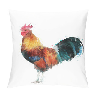Personality  Watercolor Image Of Rooster Pillow Covers