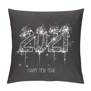 Personality  Happy New Years 2021 Polygonal Line Light And Fireworks Background Pillow Covers