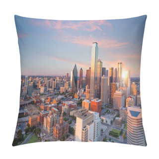 Personality  Dallas, Texas Cityscape With Blue Sky At Sunset In USA Pillow Covers