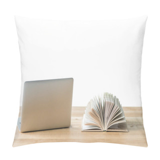 Personality  Laptop And Book On Table Pillow Covers