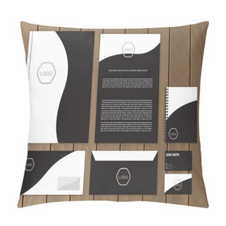 Personality  Classic Black Corporate Identity. Stationery Design Template. Vector Documentation For Business.  Pillow Covers