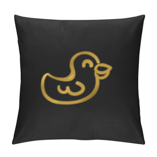 Personality  Bird Hand Drawn Animal Toy Gold Plated Metalic Icon Or Logo Vector Pillow Covers