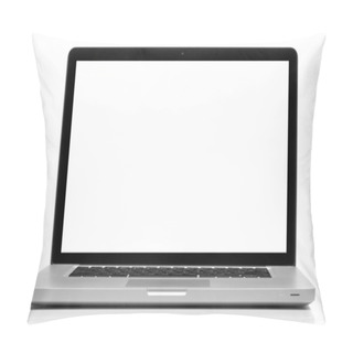 Personality  Laptop With Blank Screen Isolated On White Pillow Covers