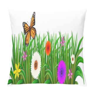 Personality  A Garden With Blooming Flowers And A Butterfly Pillow Covers