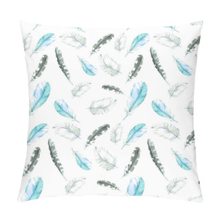 Personality  Birds Feathers Seamless Pattern. Watercolor Print Pillow Covers