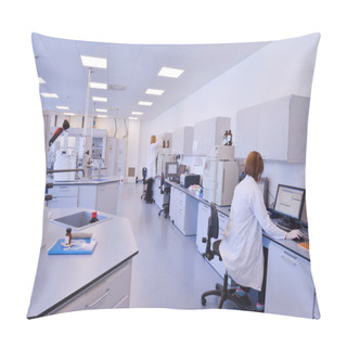 Personality  Scientists Working At The Laboratory Pillow Covers