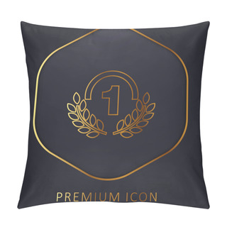 Personality  Award Medal Of Number One With Olive Branches Golden Line Premium Logo Or Icon Pillow Covers