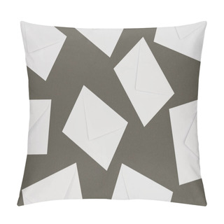 Personality  Top View Of Closed White Envelopes Isolated On Grey Background  Pillow Covers