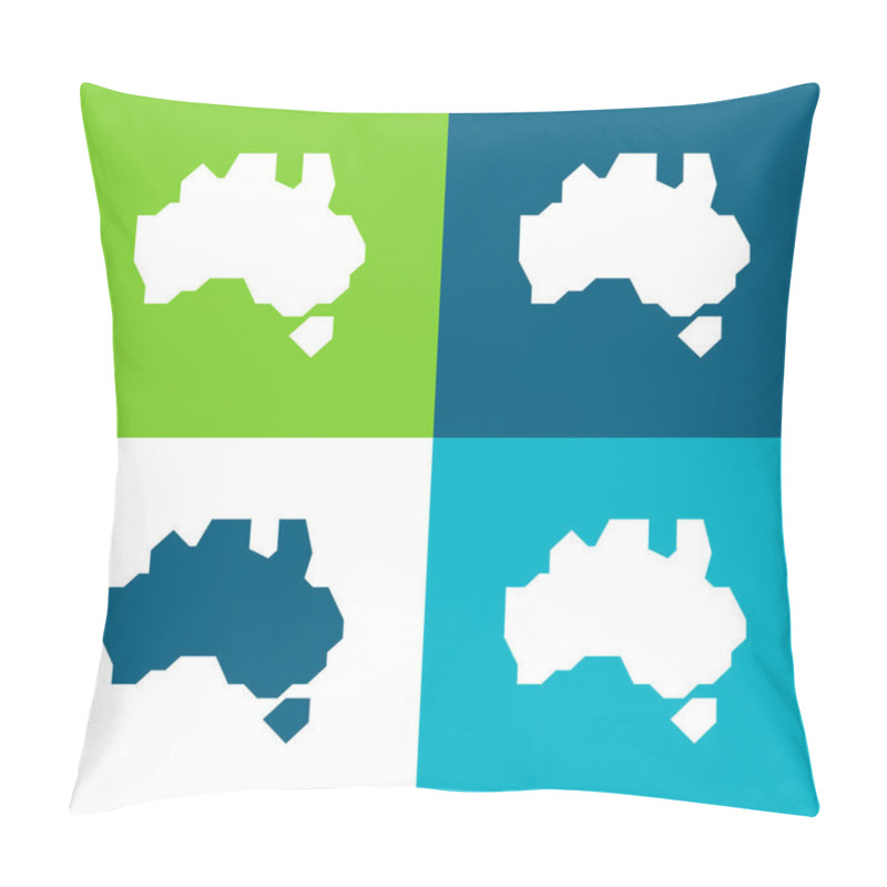 Personality  Australia Flat four color minimal icon set pillow covers