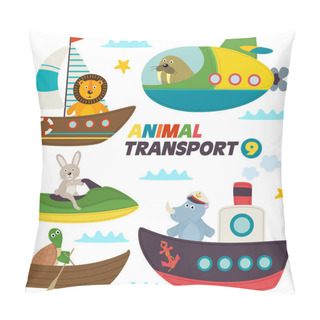 Personality  Set Of Isolated Sea Transports With Animals Pillow Covers