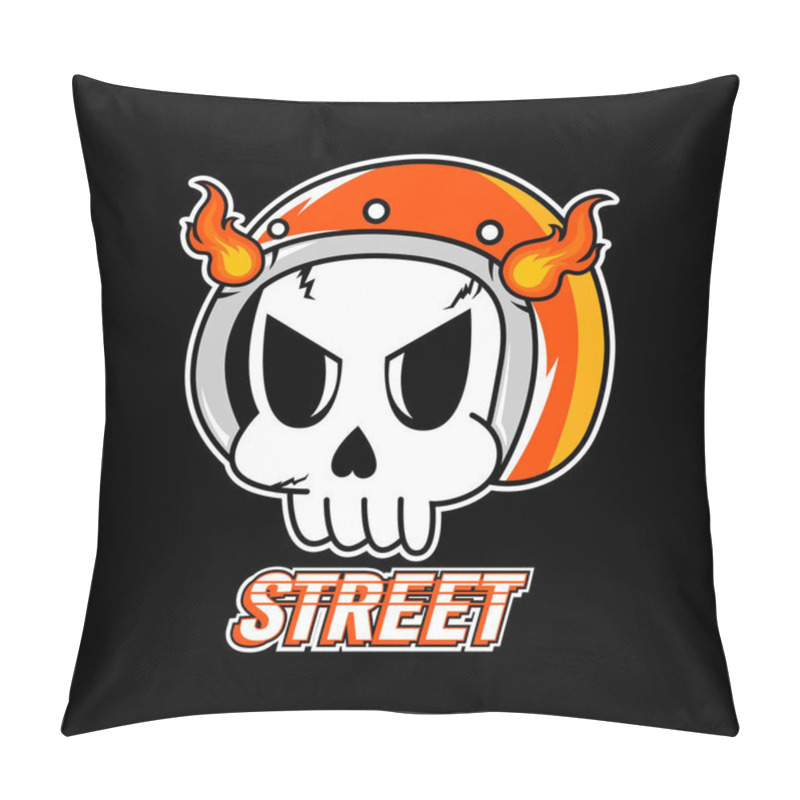 Personality  skull vector wearing helmet and burning pillow covers