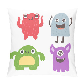 Personality  Cute Monsters Vector Set. Pillow Covers