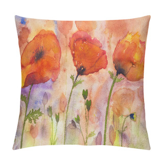 Personality  Colorfull Poppies And Buds. Pillow Covers