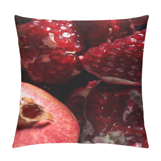 Personality  Close Up Shot Of Tasty Ripe Pomegranates Pillow Covers
