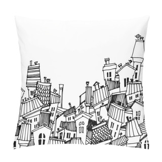 Personality  Cartoon Black And White City Card Pillow Covers